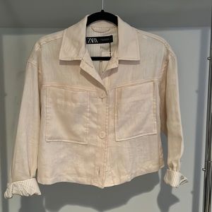 Linen Beige Button Down Blazer